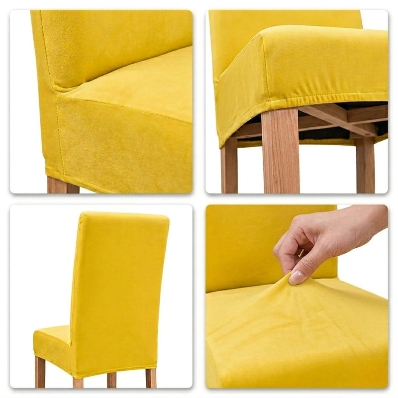 Anyseat Turmeric Velvet Dining Chair Cover – Plush Stretchable Slipcover for Kitchen & Dining Room Chairs
