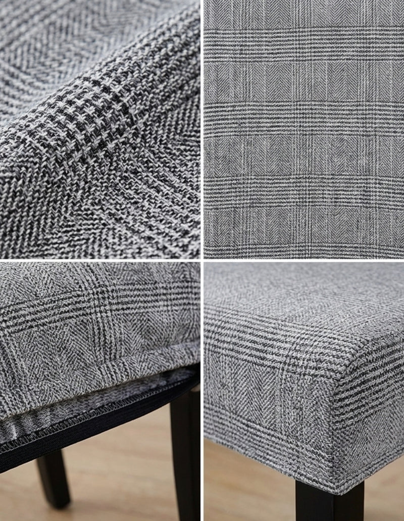 Anyseat Grey Black Writing Design Chair Cover – Elastic Slipcover with Anti‑Dirt Protection for Dining Room, Kitchen, Wedding, Hotel, Banquet & Restaurant