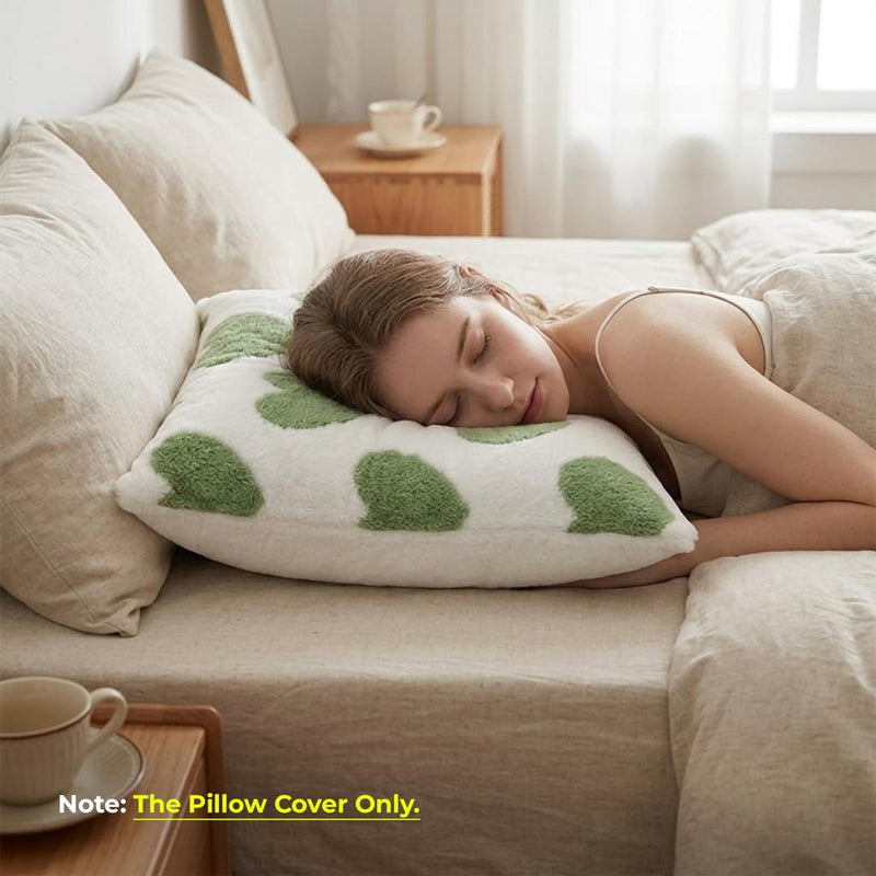 Anypillow Green Heart Decorative Cushion Cover – Soft Throw Pillowcase for Sofa & Bed