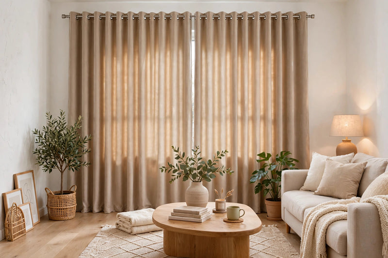 Anydrape Khaki Velvet Blackout Curtains – High‑Quality Modern Luxury Drapes for Living Room, Bedroom & Dining Windows