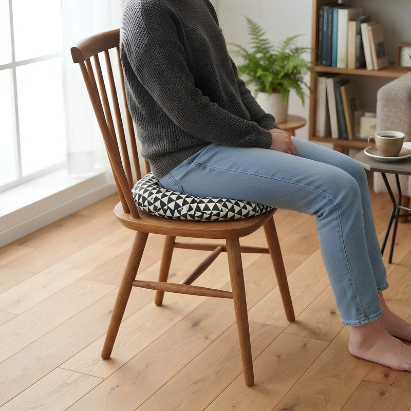 Anypillow Black & White Round Cushion – Geometric Seat Pad