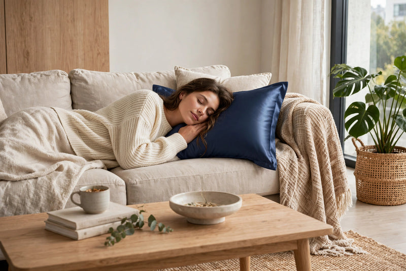 ANYHOUZ Blue Pure Silk Pillowcase 50x90cm Soft Smooth Luxury Bedding