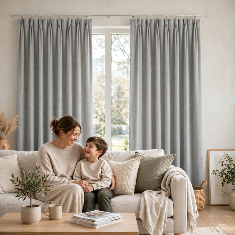 Anydrape Light Gray Velvet Blackout Curtains – High‑Quality Modern Luxury Drapes for Living Room, Bedroom & Dining Windows