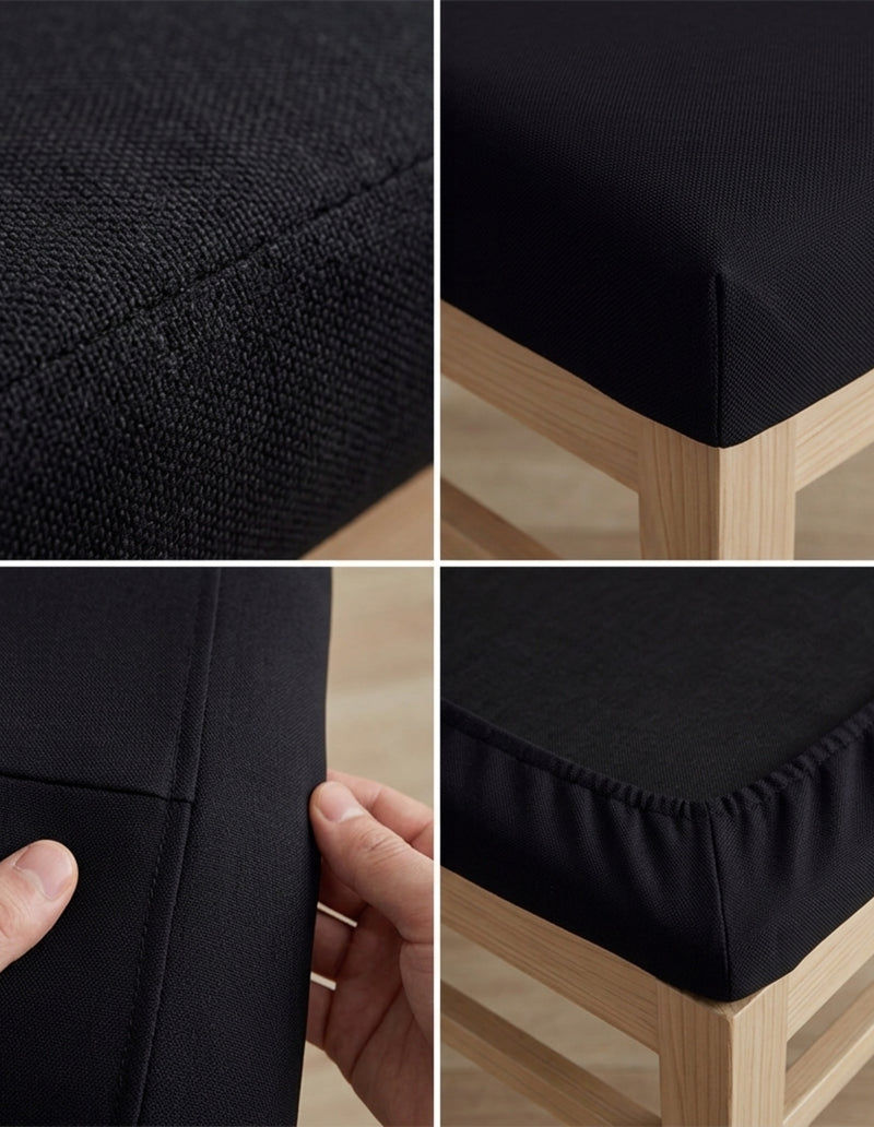Anyseat Black Plain No Print Chair Cover – Stretch Washable Removable Seat Cover for Dining & Kitchen