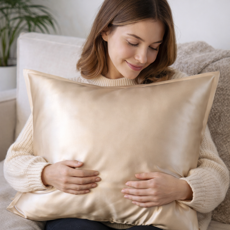 ANYHOUZ Pillowcase 51x66cm Coffee Pure Real Silk For Comfortable And Relaxing Home Bed