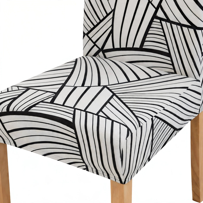 Anyseat Black Pattern Print Elastic Chair Cover – Plain Dining Slipcover & Home Décor