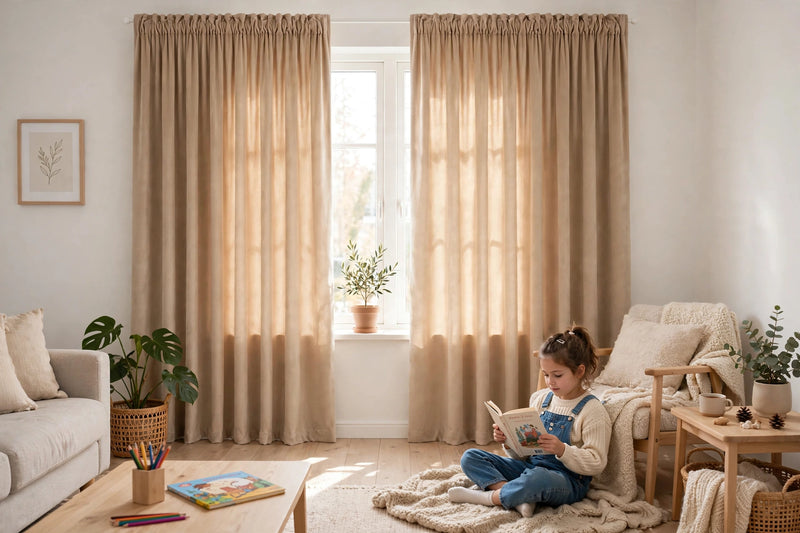 Anydrape Khaki Velvet Blackout Curtains – High‑Quality Modern Luxury Drapes for Living Room, Bedroom & Dining Windows