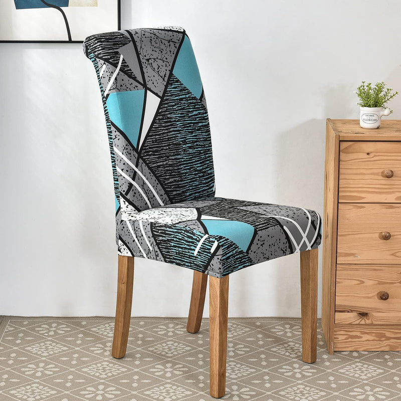 Anyseat Chair Cover Sky Blue Linear and Shapes Design with Anti-Dirt and Elastic Material for Dining Room Kitchen Wedding Hotel Banquet Restaurant