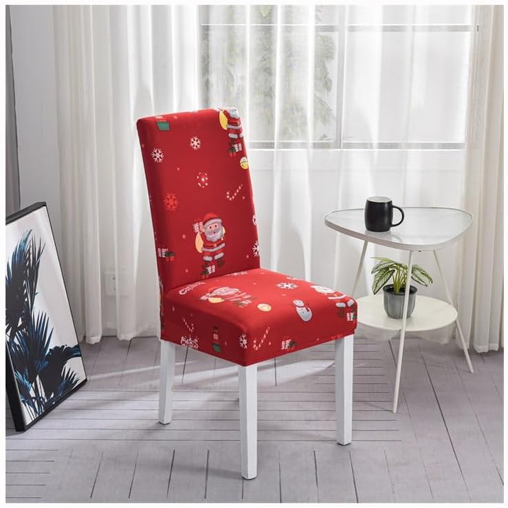 Anyseat Chair Cover Red Santa Gift Snowman Design with Anti-Dirt and Elastic Material for Dining Room Kitchen Wedding Hotel Banquet Restaurant