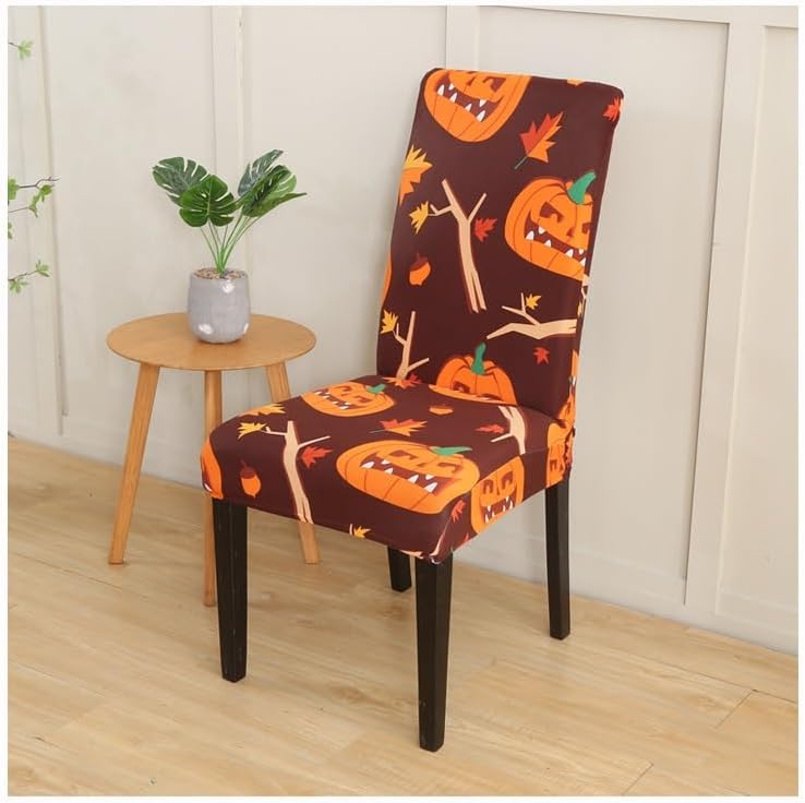 Anyseat Chair Cover Orange Pumpkin Twig Design with Anti-Dirt and Elastic Material for Dining Room Kitchen Wedding Hotel Banquet Restaurant