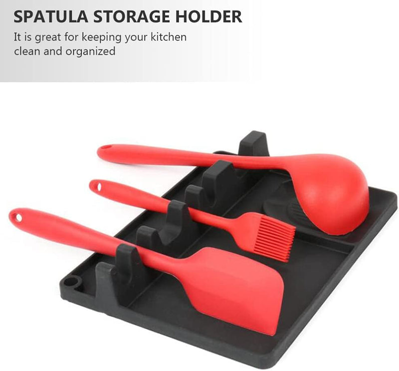 Anygleam Spoon Rest Grey Large Kitchen Pan Pot Cover Lid Rack Stand Organizer Fork Spatula Rack Holder Stand Tableware Storage Rack Holder