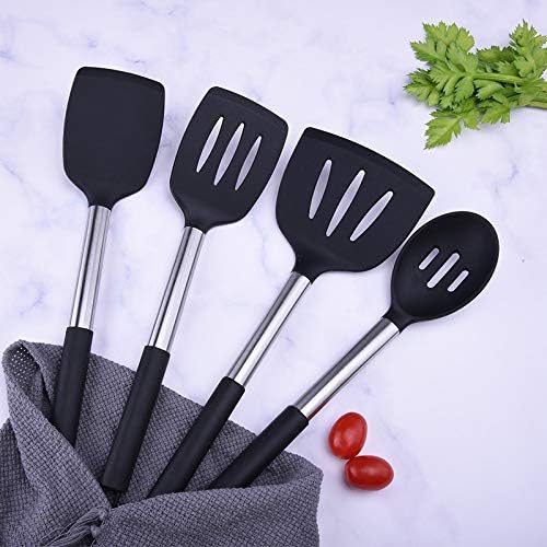 Anygleam Kitchen Utensils Non-stick Grey/ Silver 10 Set Cooking Tool with Storage Box Accessories Heat Resistant Kitchenware