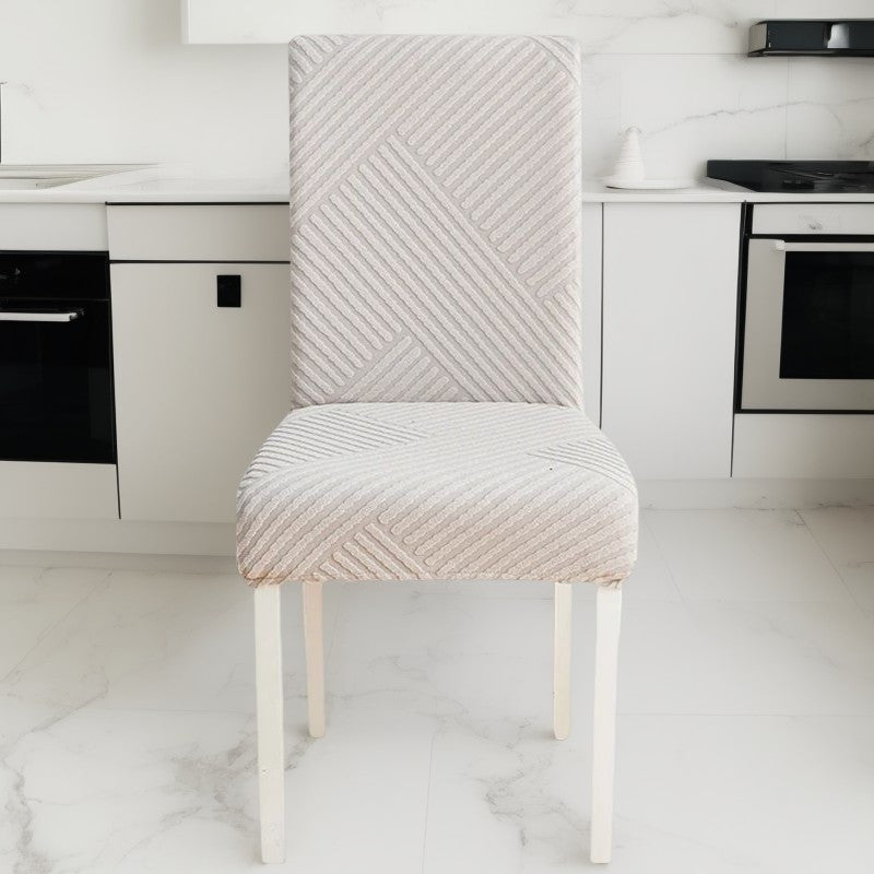 Anyseat Chair Cover Light Grey Knitted Lines Design with Anti-Dirt and Elastic Material for Dining Room Kitchen Wedding Hotel Banquet Restaurant