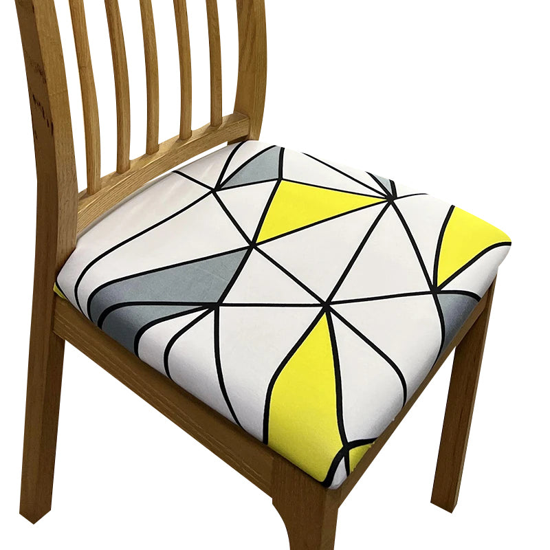 Anyseat White and Grey Triangular Design Chair Cover – Stretch Washable Removable Seat Cover for Dining & Kitchen