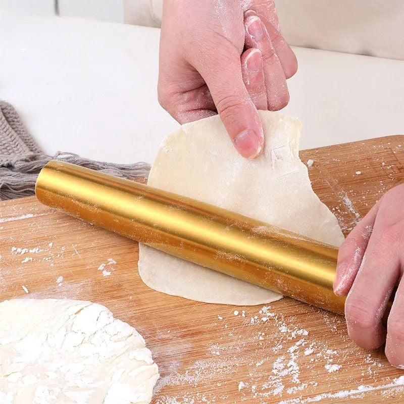 Anygleam New Silver Stainless Steel 1 Pc Stainless Steel Rolling Pin for Buffet and Restaurant Kitchenware