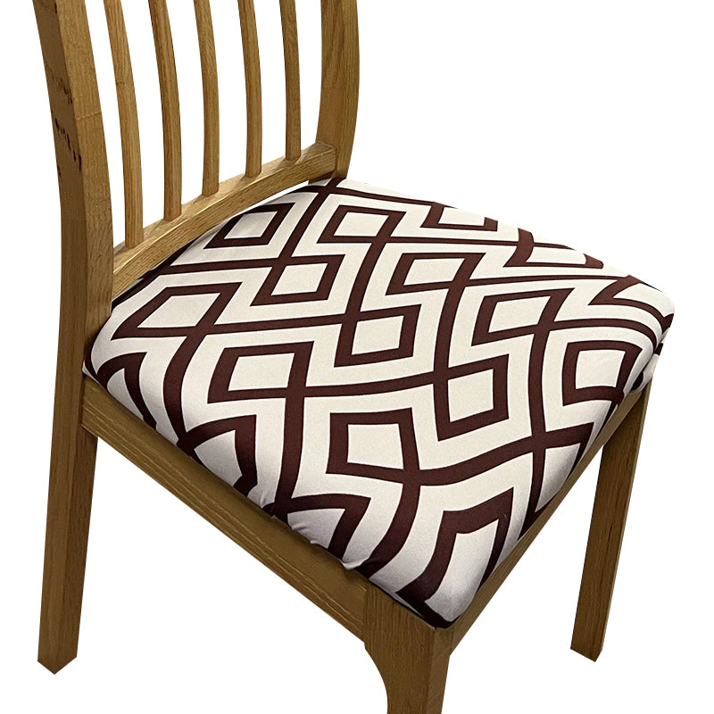 Anyseat Chair Cover Brown and Light Beige Simple Design Stretch Seat Cover for Home Dinning Kitchen Washable Removable