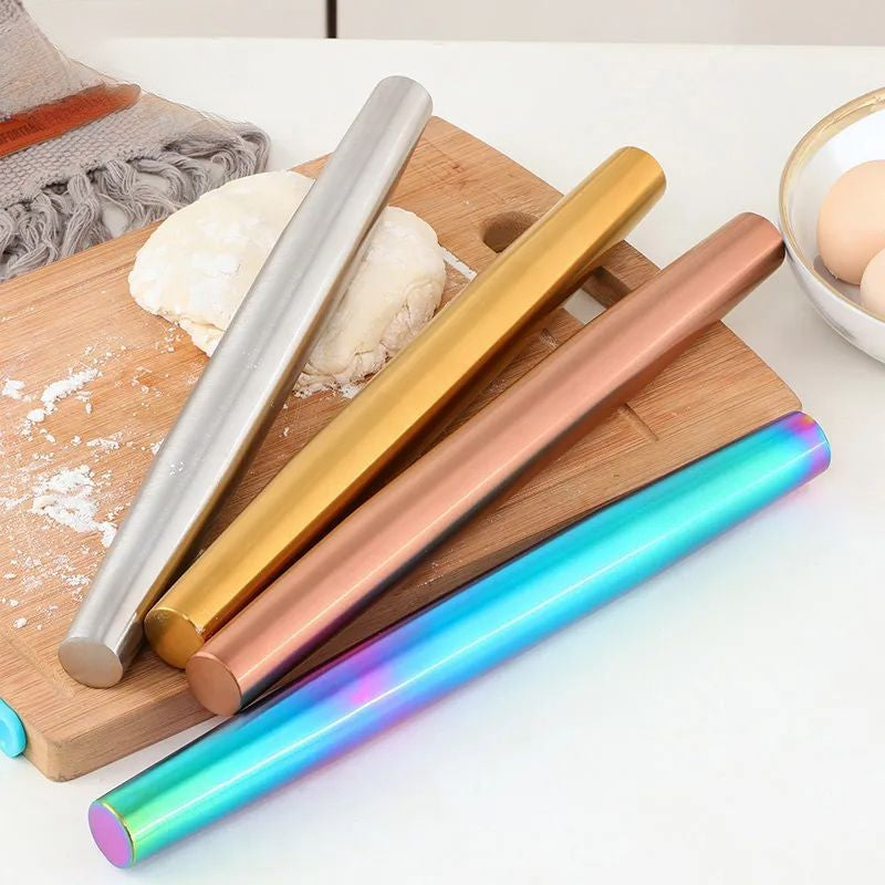 Anygleam New Silver Stainless Steel 1 Pc Stainless Steel Rolling Pin for Buffet and Restaurant Kitchenware
