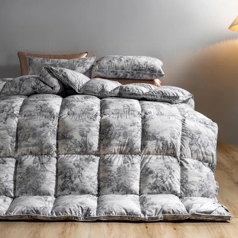 ANYHOUZ Duvet Cover Grey Cloudy Fluffy Puffer Bed Comforter 200x230cm