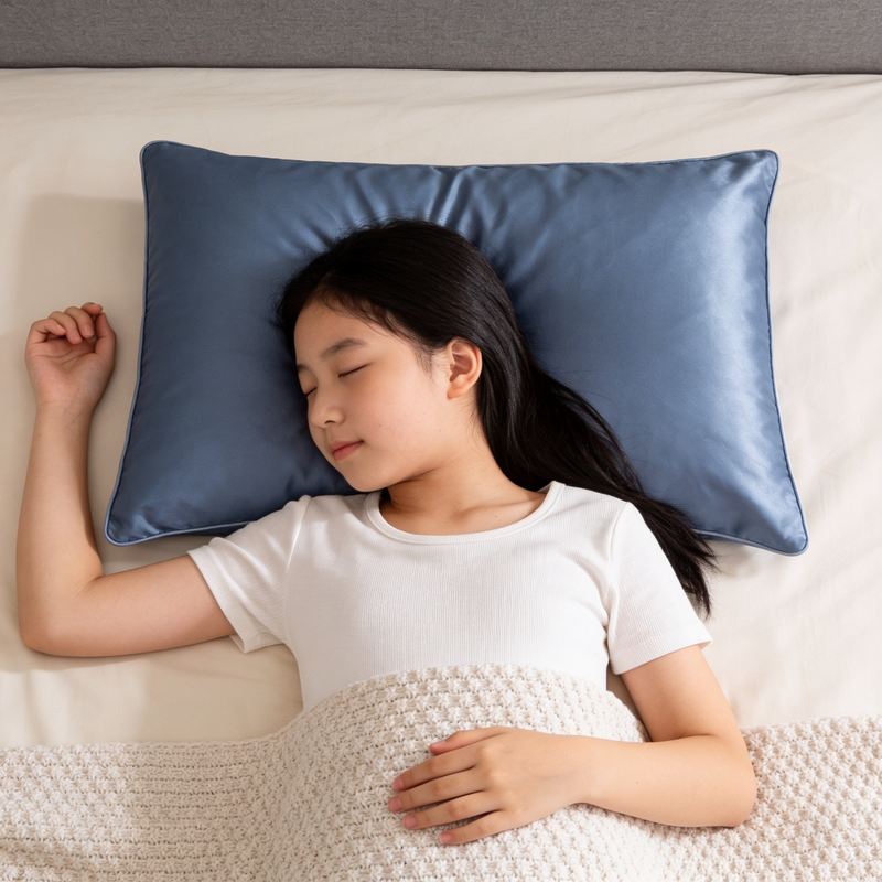 ANYHOUZ Pillowcase 50x75cm Blue Gray Pure Real Silk For Comfortable And Relaxing Home Bed