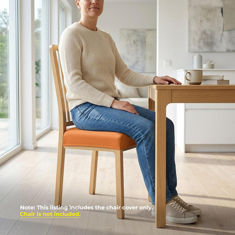 Anyseat Plain Orange Stretch Chair Cover – Washable, Removable Dining & Kitchen Seat Protector