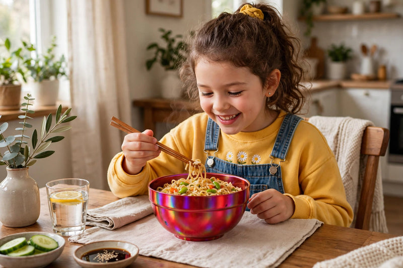 Anygleam Red Rainbow Rice Bowls – 2Pcs Big Stainless Steel, Single-Layer Anti-Scalding Cooking Utensils