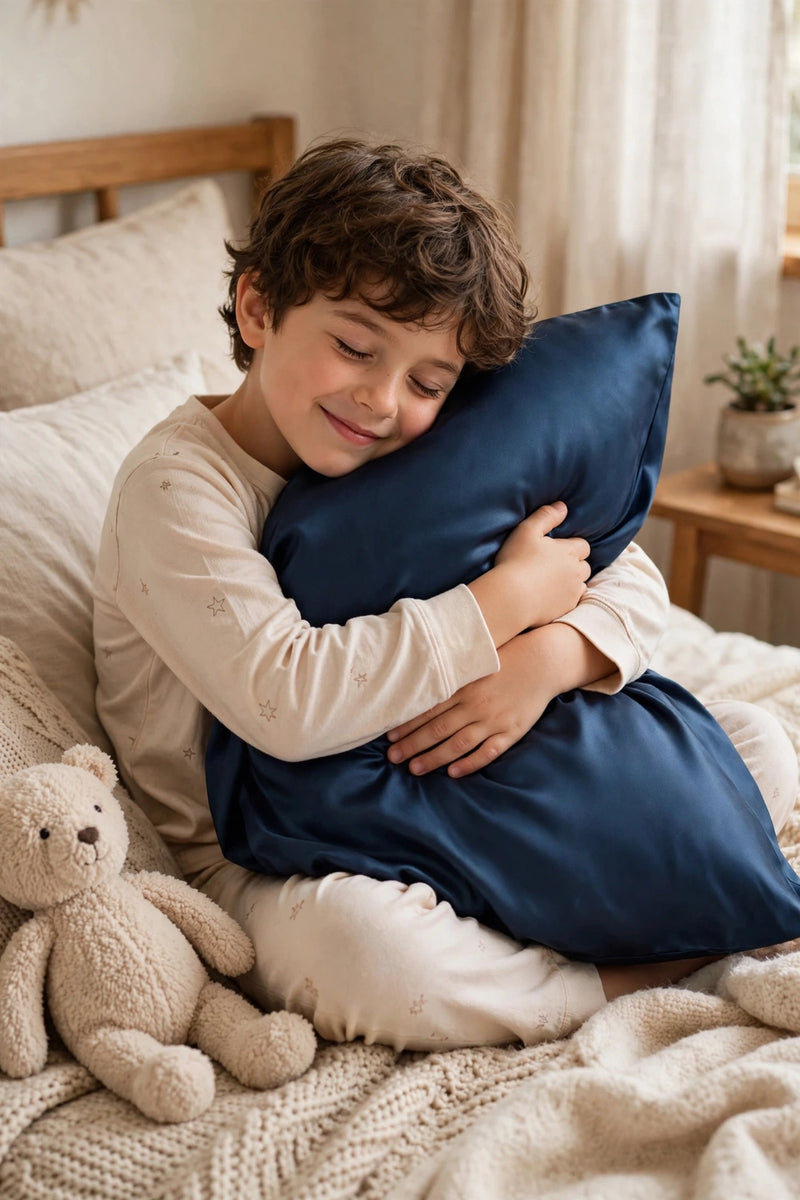 ANYHOUZ Pillowcase 51x66cm Dark Blue Natural Mulberry Silk For Comfortable And Relaxing Home Bed