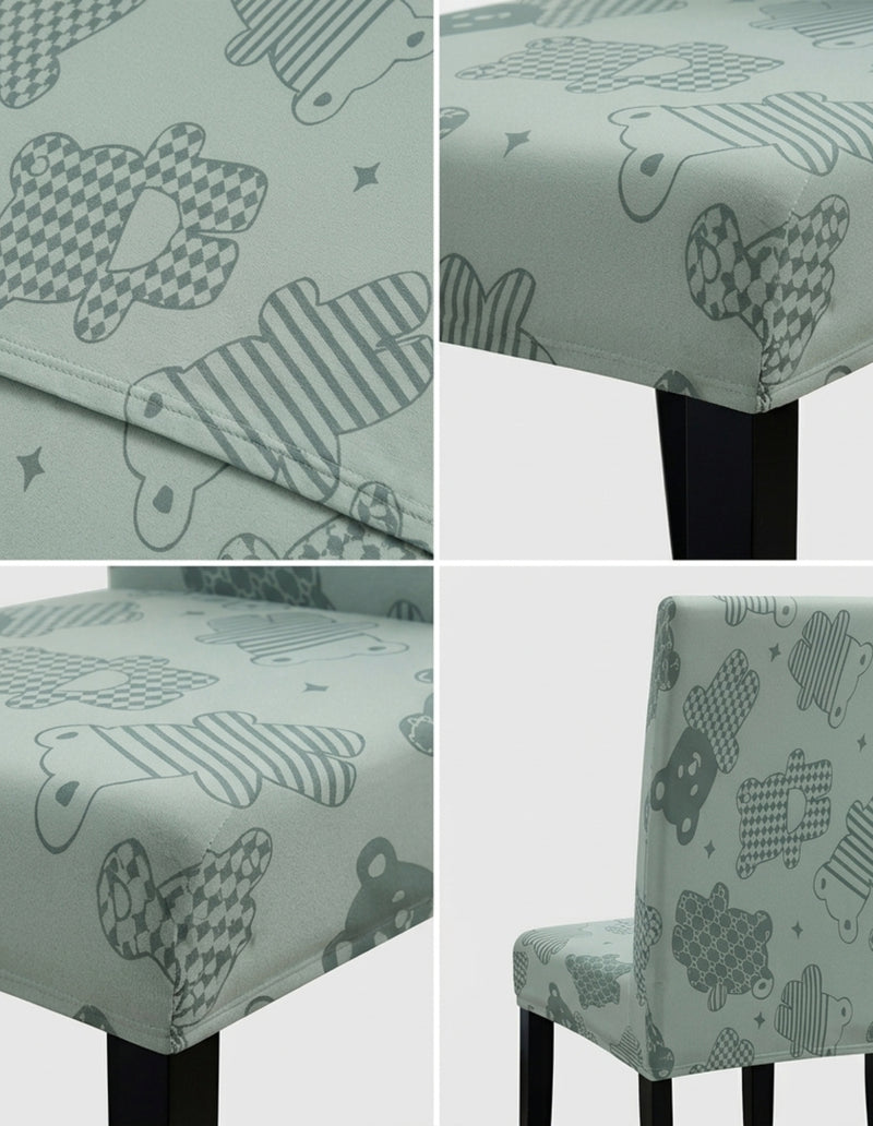 Anyseat Green Bear Knitted Chair Cover – Elastic Anti‑Dirt Design for Dining, Kitchen, Wedding, Hotel & Banquet Use