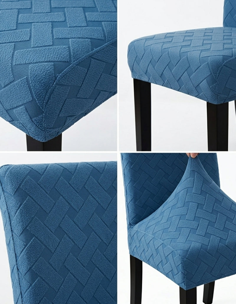 Anyseat Blue Knitted Chair Cover – Elastic Anti‑Dirt Design for Dining, Kitchen, Wedding, Hotel & Banquet Use