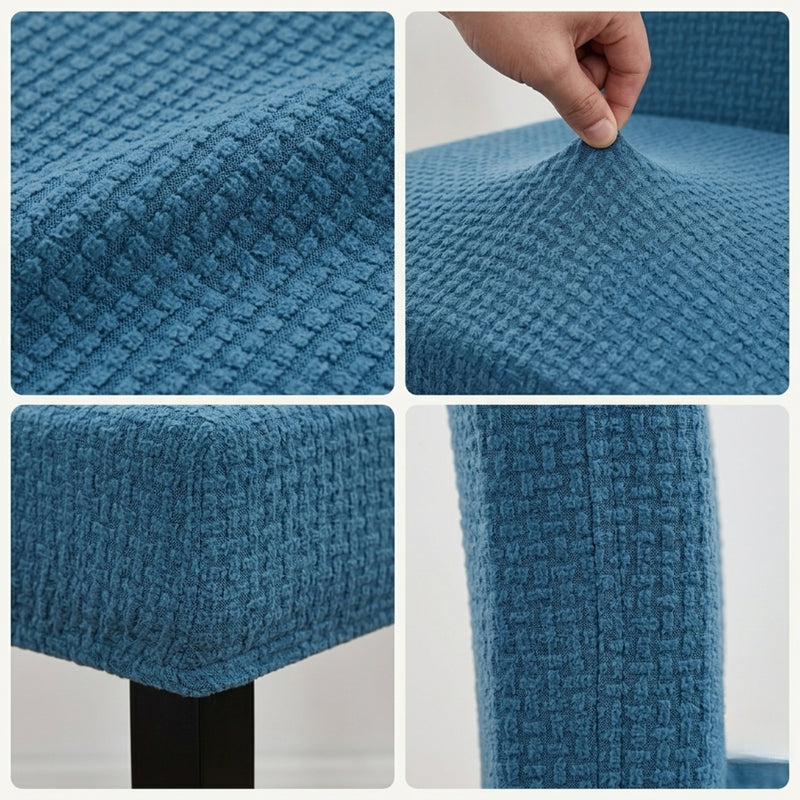Anyseat Blue Micro Knitted Design Chair Cover – Elastic Anti‑Dirt Design for Dining, Kitchen, Wedding, Hotel & Banquet Use
