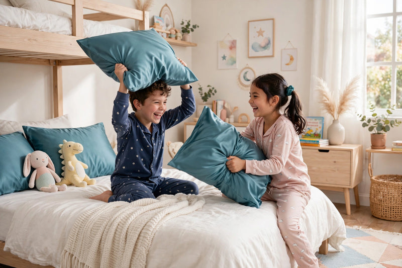ANYHOUZ  Pillowcase 50x90cm Blue Gray Natural Mulberry Silk For Comfortable And Relaxing Home Bed