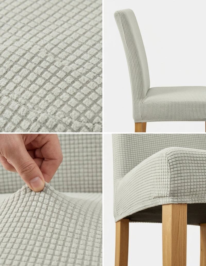 Anyseat Off White Waterproof Chair Cover – Corn Kernel Pattern Stretch Slipcover for Dining Room