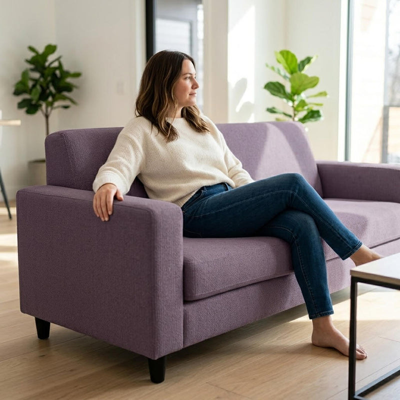Anyseat 3-Seater Sofa Cover – Plain Purple Style Slipcover for Living Room Chair Protection