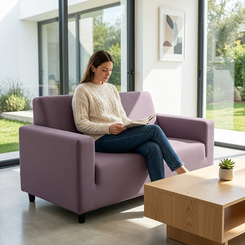 Anyseat 2-Seater Sofa Cover – Plain Purple Style Slipcover for Living Room Chair Protection
