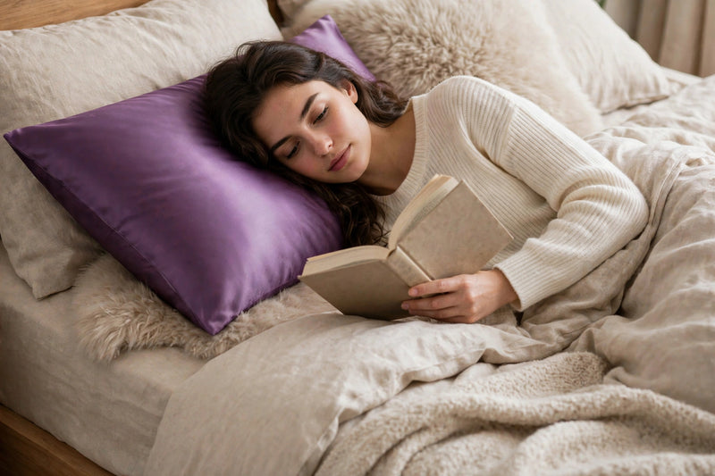 ANYHOUZ Pillowcase 50x90cm Purple Natural Mulberry Silk For Comfortable And Relaxing Home Bed
