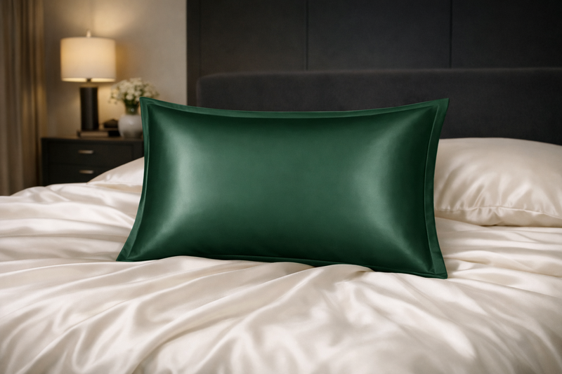 ANYHOUZ Pillowcase 50x90cm Green Pure Real Silk For Comfortable And Relaxing Home Bed