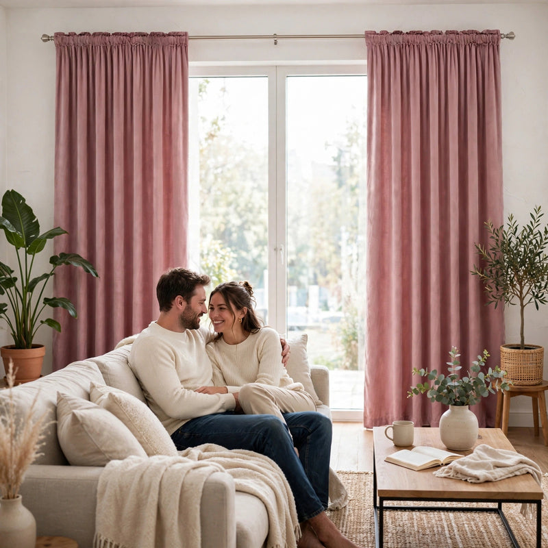 Anydrape Dark Peach Velvet Blackout Curtains – High‑Quality Modern Luxury Drapes for Living Room, Bedroom & Dining Windows