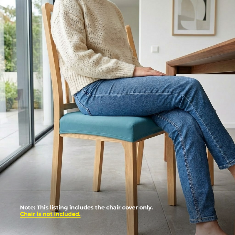 Anyseat Plain Lake Blue Stretch Chair Cover – Washable, Removable Dining & Kitchen Seat Protector