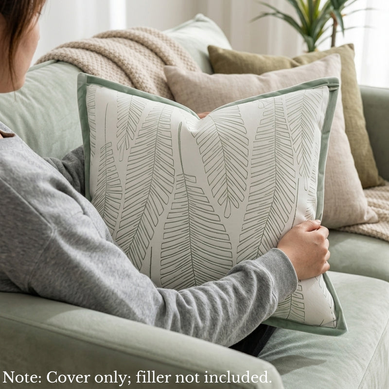 Anypillow Leaf Embroidered Decorative Cushion Cover – Soft Throw Pillowcase for Sofa & Bed