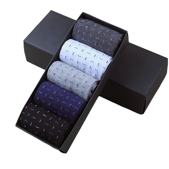 Anyfootwear 5 Pairs Size 6-10 Casual Business Socks High Quality Cotton Breathable Elastic Pattern Design For Men