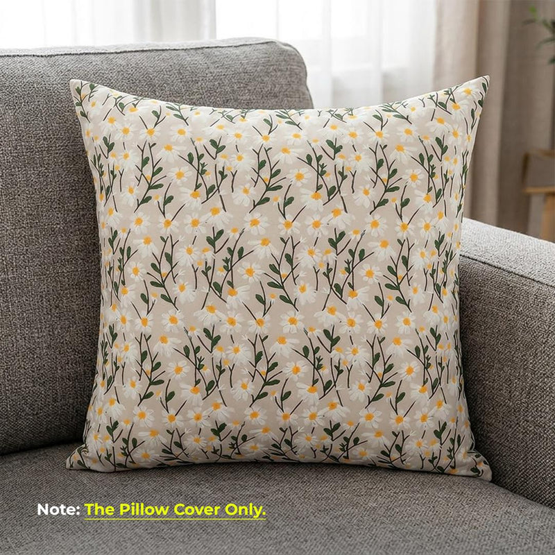 Anypillow Cream Daisy Embroidered Pillowcase Decorative Cushion Cover