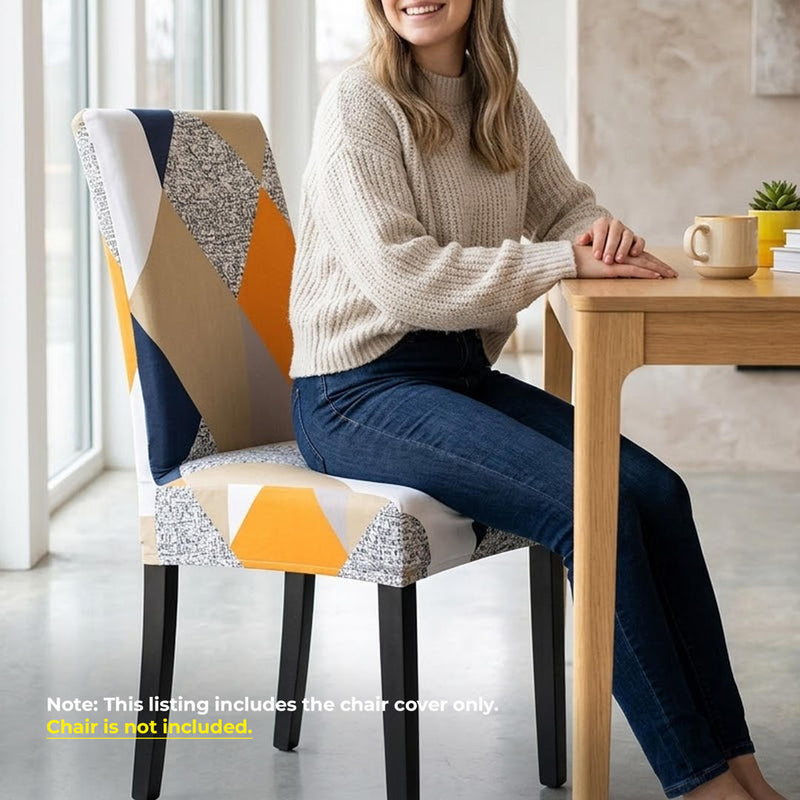 Anyseat Orange Diamond Design Chair Cover – Elastic Slipcover with Anti‑Dirt Protection for Dining Room, Kitchen, Wedding, Hotel, Banquet & Restaurant