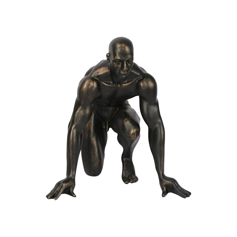 ANYHOUZ Luxury Gold Metal – Running Man Athlete Figurine Sculpture for Living Room, House Display & Elegant Crafts Ornaments