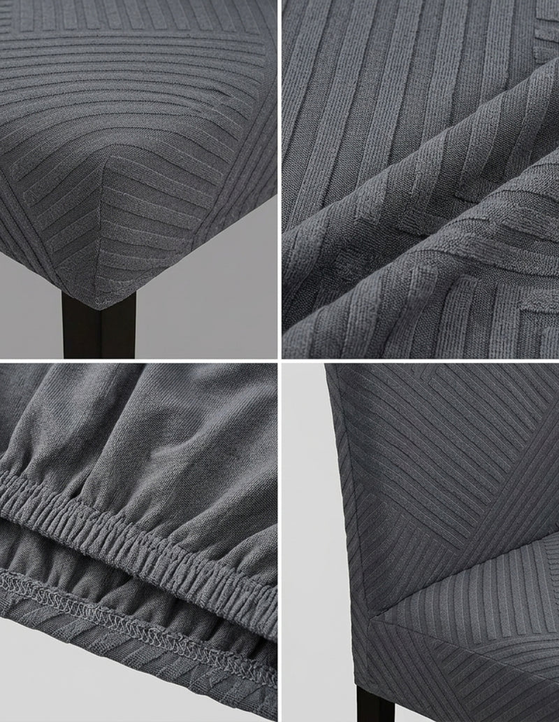 Anyseat Dark Grey Knitted Chair Cover – Elastic Anti‑Dirt Design for Dining, Kitchen, Wedding, Hotel & Banquet Use