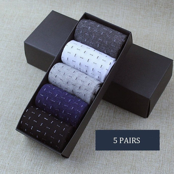 Anyfootwear 5 Pairs Size 6-10 Casual Business Socks High Quality Cotton Breathable Elastic Pattern Design For Men