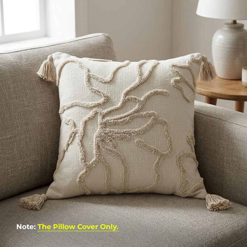 Anypillow Beige Abstract Lines Embroidered Pillowcase Decorative Cushion Cover
