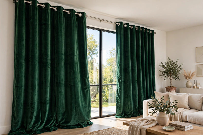 Anydrape Plain Dark Green Luxury Curtains – Modern Textured Drapes for Living Room, Bedroom & Dining Decor