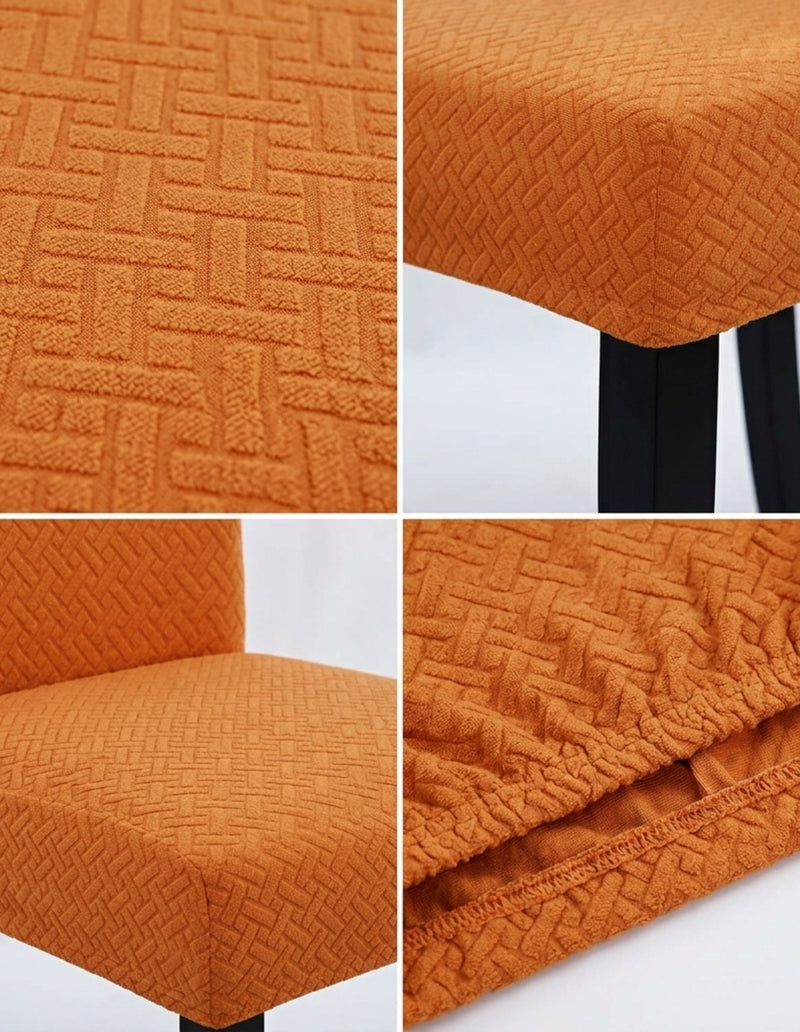 Anyseat Orange Knitted Chair Cover – Elastic Anti‑Dirt Design for Dining, Kitchen, Wedding, Hotel & Banquet Use