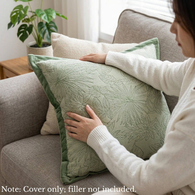 Anypillow Tropical Leaf Plush Cushion Cover – Soft Throw Pillowcase for Sofa & Bed