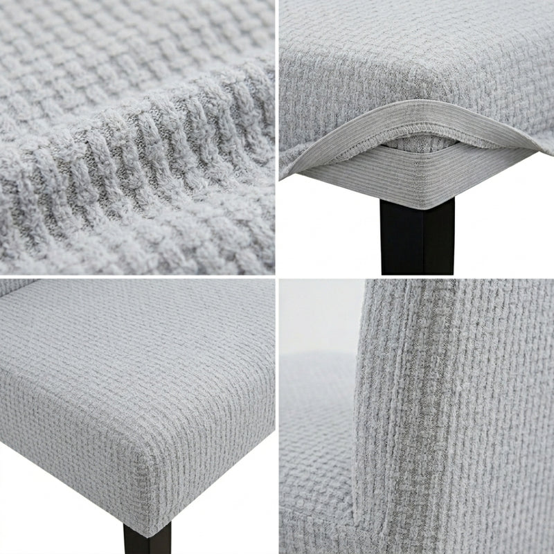 Anyseat Light Grey Micro Knitted Design Chair Cover – Elastic Anti‑Dirt Design for Dining, Kitchen, Wedding, Hotel & Banquet Use