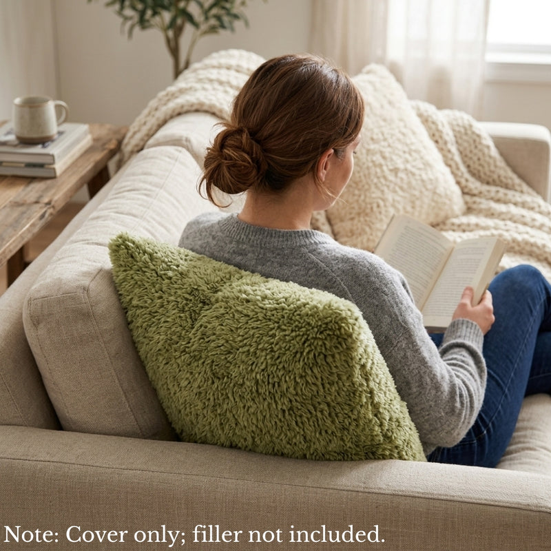 Anypillow Plain Shaggy Plush Decorative Cushion Cover – Soft Throw Pillowcase for Sofa & Bed